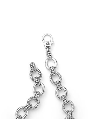 Sterling Silver Signature Caviar Oval Fluted Small Link Bracelet