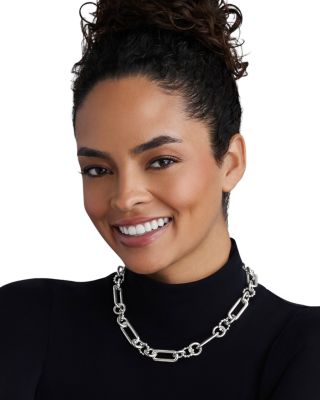 Sterling Silver Signature Caviar Link Necklace, 18"