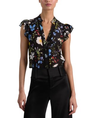 Arlette Flutter Sleeve Silk Top