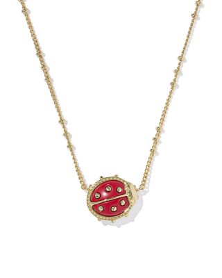 Ladybug Short Pendant Necklace, 16"