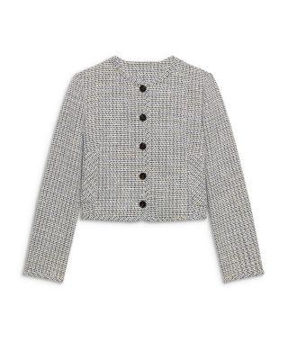 Crewneck Pocket Jacket in Striped Tweed