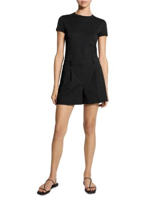 Fluid Linen Blend Pleated Shorts