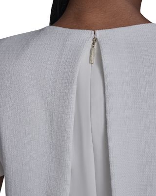 Flower Button Short Sleeve Summer Tweed Dress