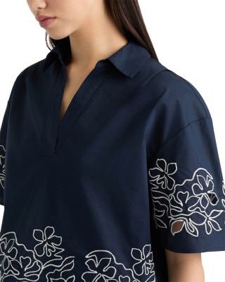Embroidered Poplin Top