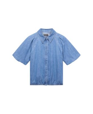  Women's Denim Puff Sleeve Shirt