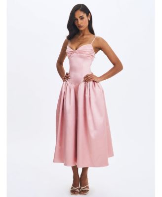  Tullia Satin Ruched Midi Dress