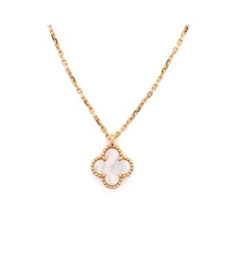  Sweet Alhambra Pendant Necklace 18K Gold and Mother of Pearl, 15.75"