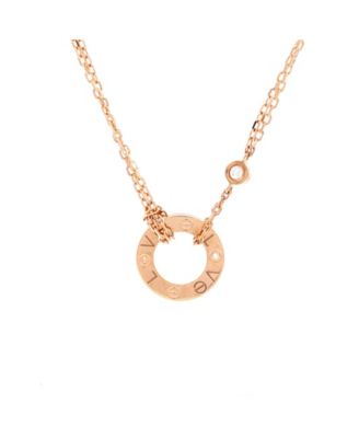  2 Diamonds Love Pendant Necklace 18K Rose Gold and Diamonds, 16"