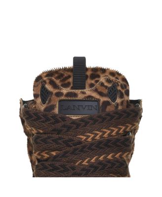  Unisex Curb Sneakers in Pony Leather with a Leopard Print