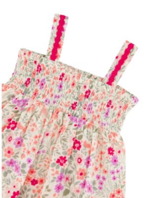 Girls' Tank Top with Smocking and Flowers Shorts Set in Muslin - Big Kid