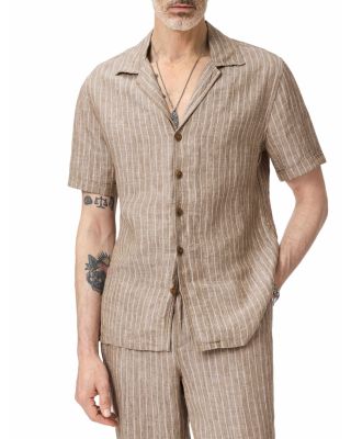 Gray Linen Extended Lapel Collar Shirt