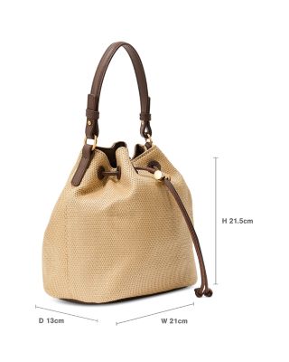 Evie Woven Raffia Effect Leather Bucket Bag