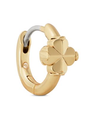 Spade Flower Huggie Hoop Earrings