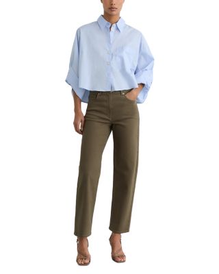 Selin Mid Rise Straight Ankle Jeans in Khaki Green