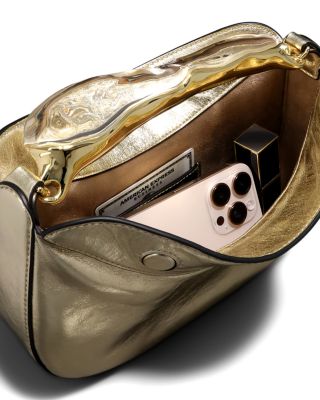 Water Stone Handle Leather Handbag