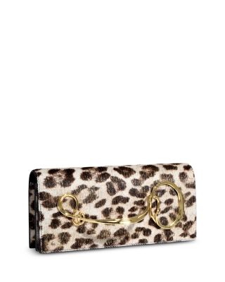 Twisted Side Handle Calf Hair Clutch
