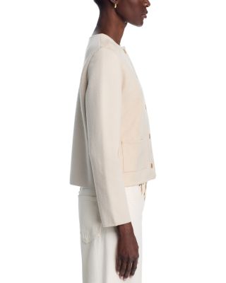 Faux Suede Button Front Jacket