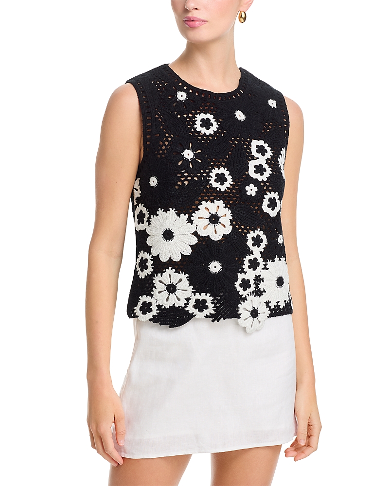 Aqua Floral Crochet Tank Top - Exclusive