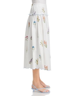 Embroidered Scallop Tank & Midi Skirt Set - Exclusive