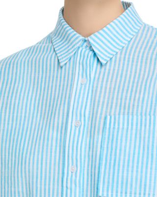 Stripe Linen Button Front Top & Short Set - Exclusive