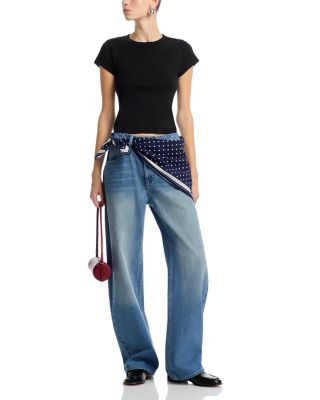 Sydnee High Rise Barrel Jeans with Scarf in Marina Wash