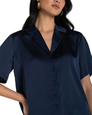 Short Sleeve Camp Collar Blouse