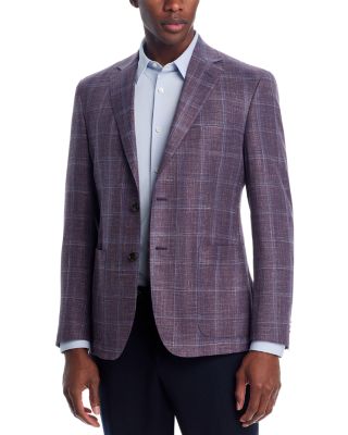 Loro Piana Fabric Wool, Silk, & Linen Windowpane Unstructured Regular Fit Sport Coat - Exclusive