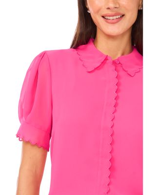 Scallop Trim Short Sleeve Top