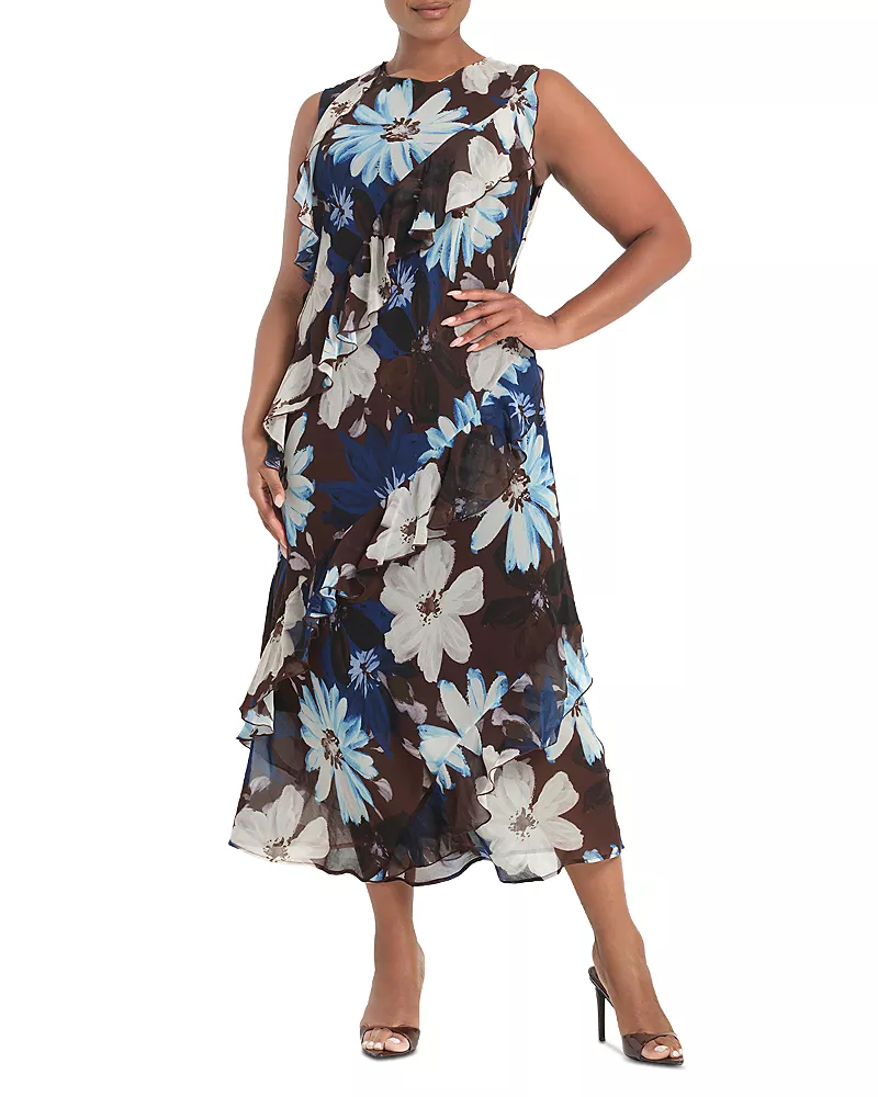 Estelle Plus Aveline Floral Ruffle Dress