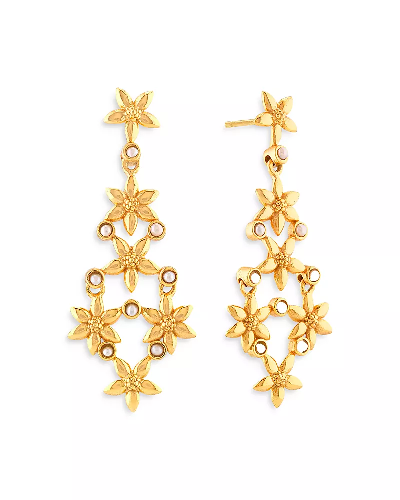 Capucine De Wulf Jasmine Imitation Pearl Flower Drop Earrings