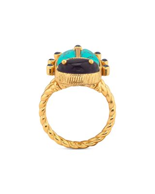 Amethyst & Turquoise Scarab Grande Ring