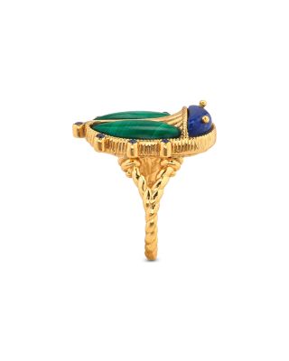Lapis Lazuli & Malachite Scarab Grande Ring