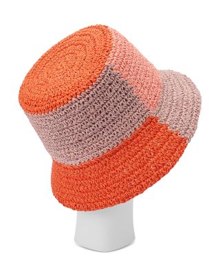 Colorblock Raffia Bucket Hat 