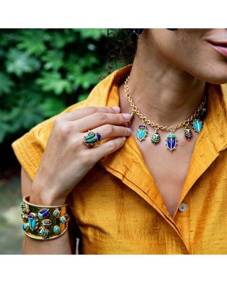 Lapis Lazuli & Malachite Scarab Grande Ring