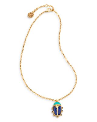 Turquoise & Lapis Lazuli Scarab Pendant Necklace, 16-18"