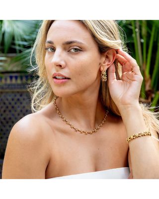 Jasmine Imitation Pearl Flower Collar Necklace, 16-18"