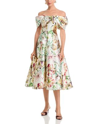 Off The Shoulder Midi Flare Dress