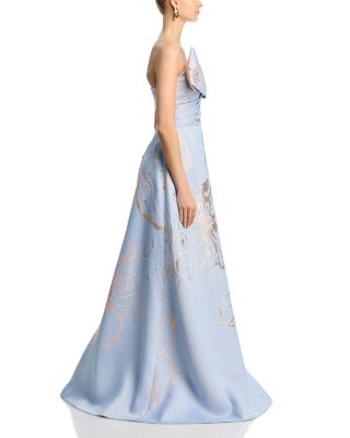 Metallic Jacquard Side Bow Gown