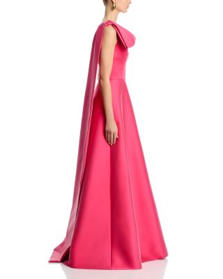 Mikado Bow One Shoulder Gown