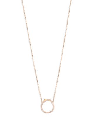 18K Rose Gold Antifer Diamond Pav&eacute; Ring Long Pendant Necklace, 31.4-33.4"