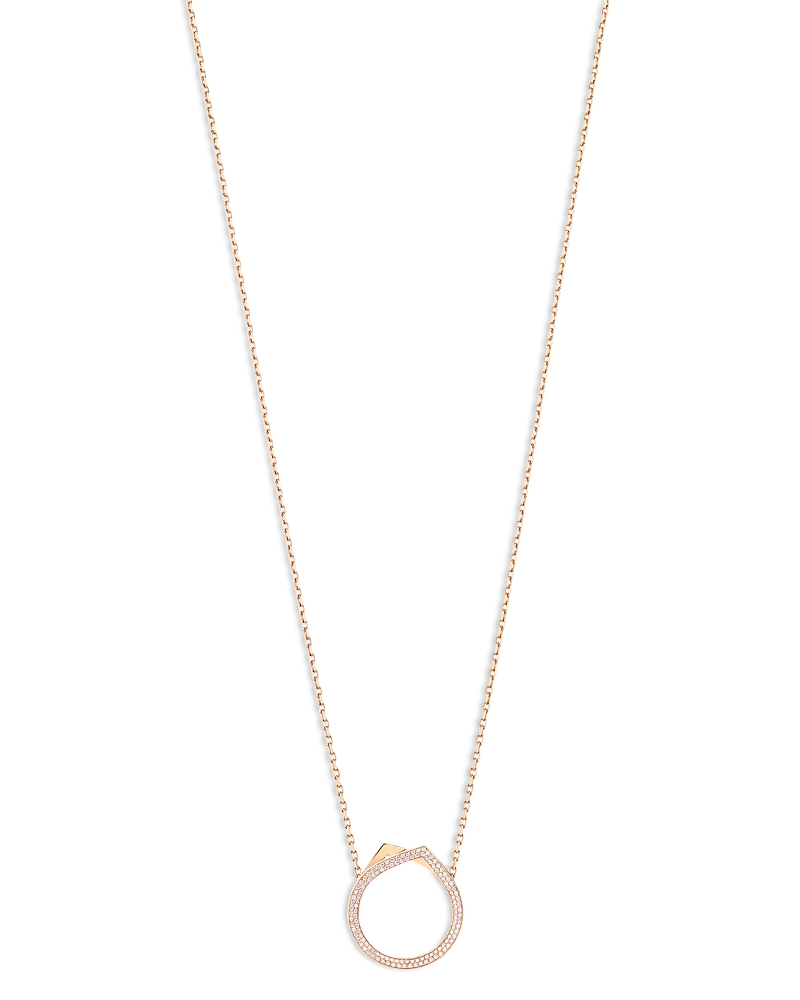 Repossi 18K Rose Gold Antifer Diamond Pave Ring Long Pendant Necklace, 31.4-33.4