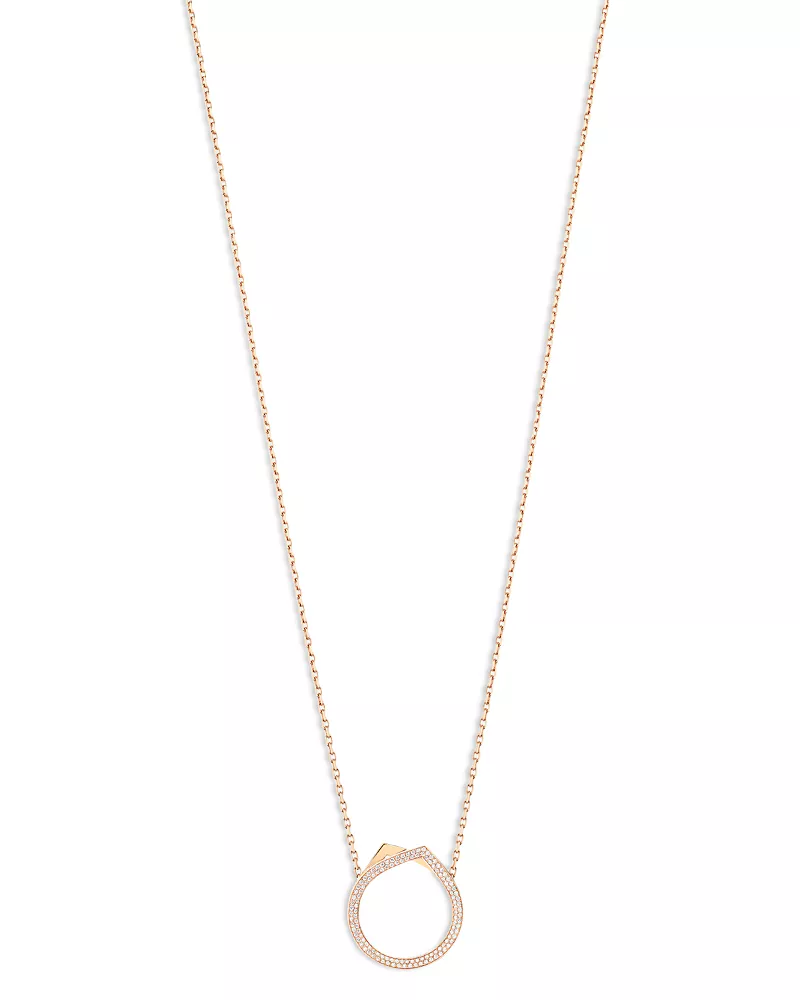 Repossi 18K Rose Gold Antifer Diamond Pave Ring Long Pendant Necklace, 31.4-33.4