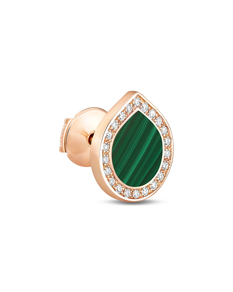 Repossi 18K Rose Gold Antifer Malachite & Diamond Halo Single Stud Earring