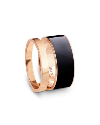 18K Rose Gold Berbere Navy Lacquer Double Ring