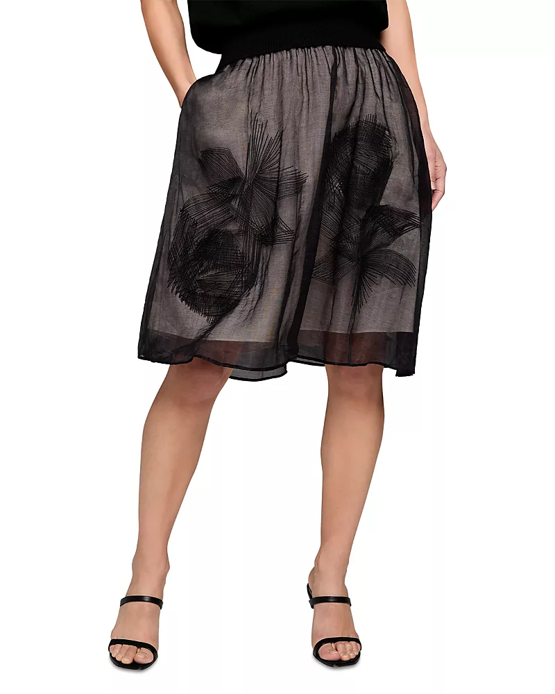 Nic+Zoe Embroidered Mesh Skirt