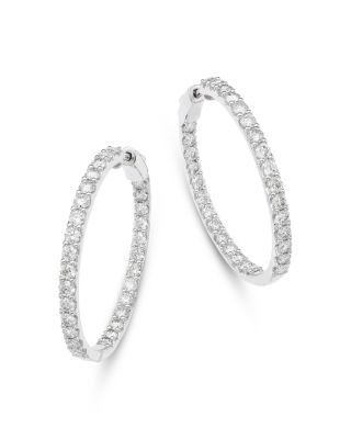 Diamond Inside Out Hoop Earrings in 14K White Gold, 5.0 tcw