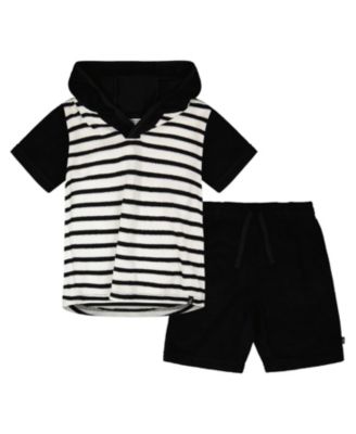 Boys' Hooded Terry Stripes T-Shirt with Shorts Set - Little Kid, Big Kid