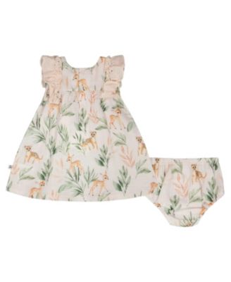 Girls' Muslin Dress and Bloomer Deer Printed Set - Baby