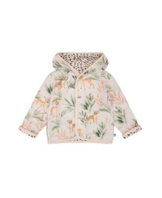 Girls' Muslin and Organic Cotton Jersey Reversible Deer and Leopard Printed Hooded Jacket - Baby