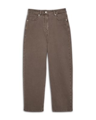 Petites Selin Mid Rise Straight Jeans in Mocha Brown